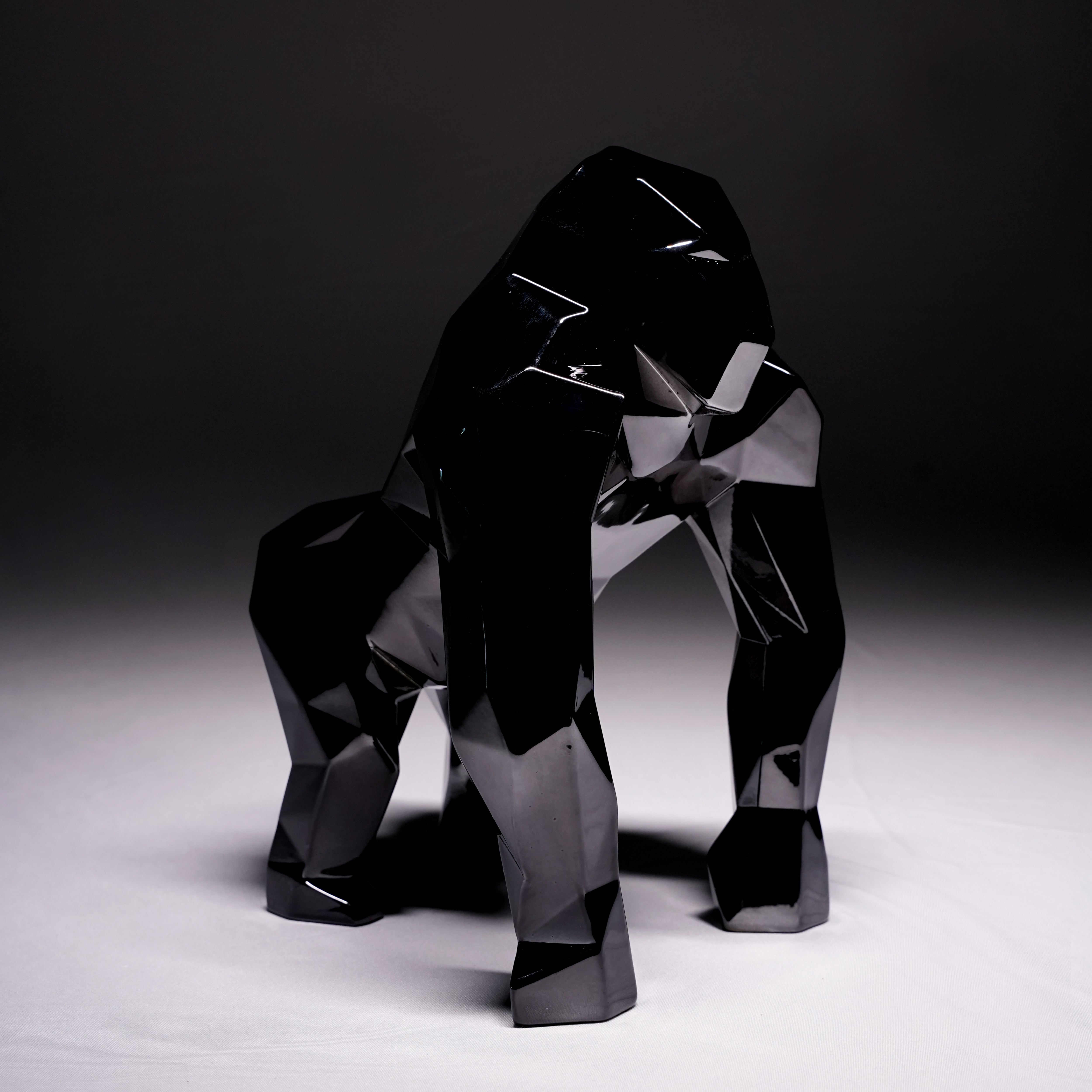 The OBSIDIAN KING — Geometric Gorilla Sculpture