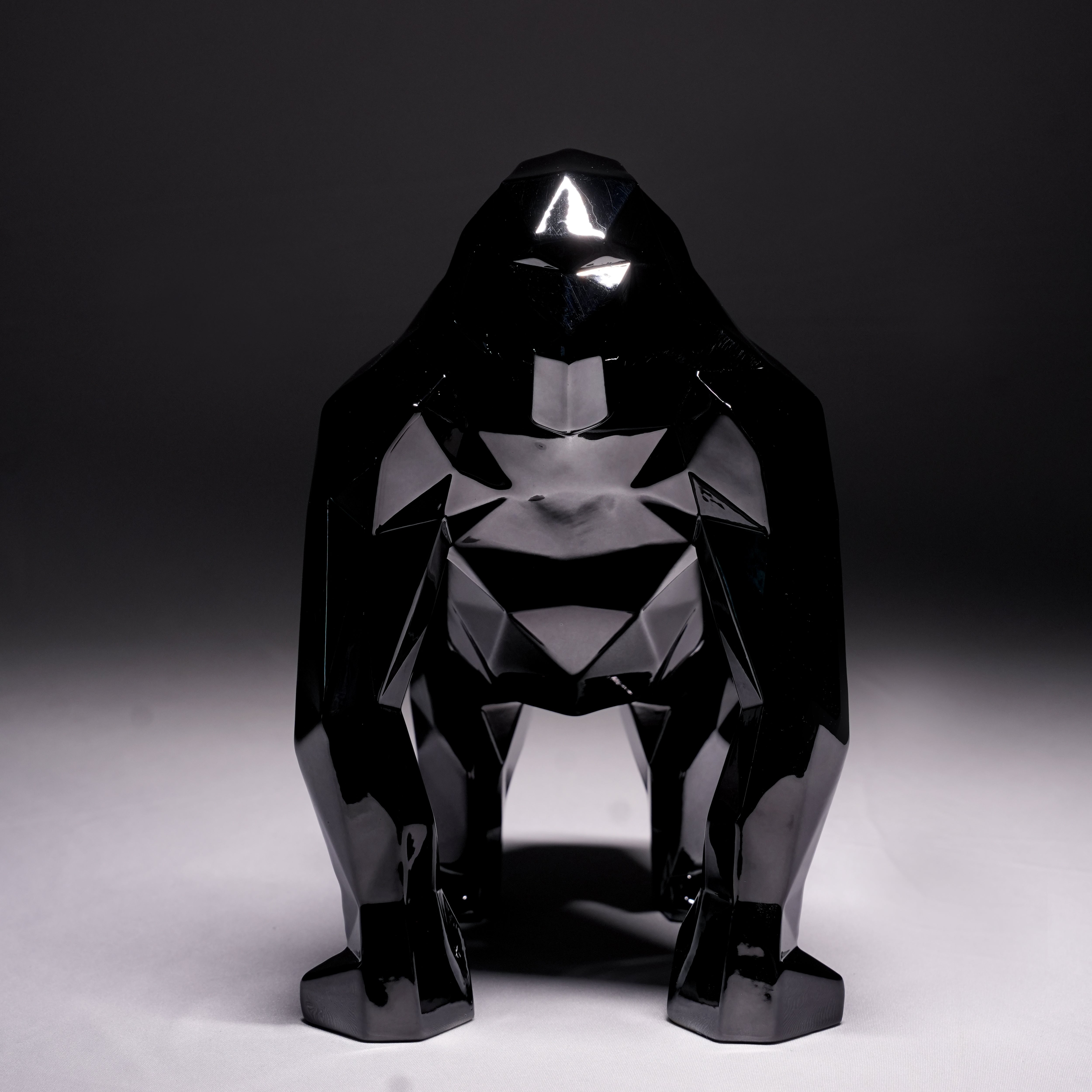 The OBSIDIAN KING — Geometric Gorilla Sculpture